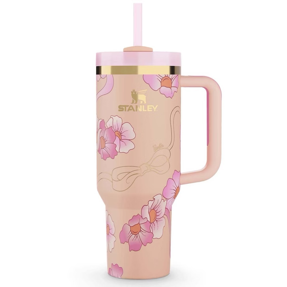 barbie x stanley 40oz peaches & cream quencher tumbler cup